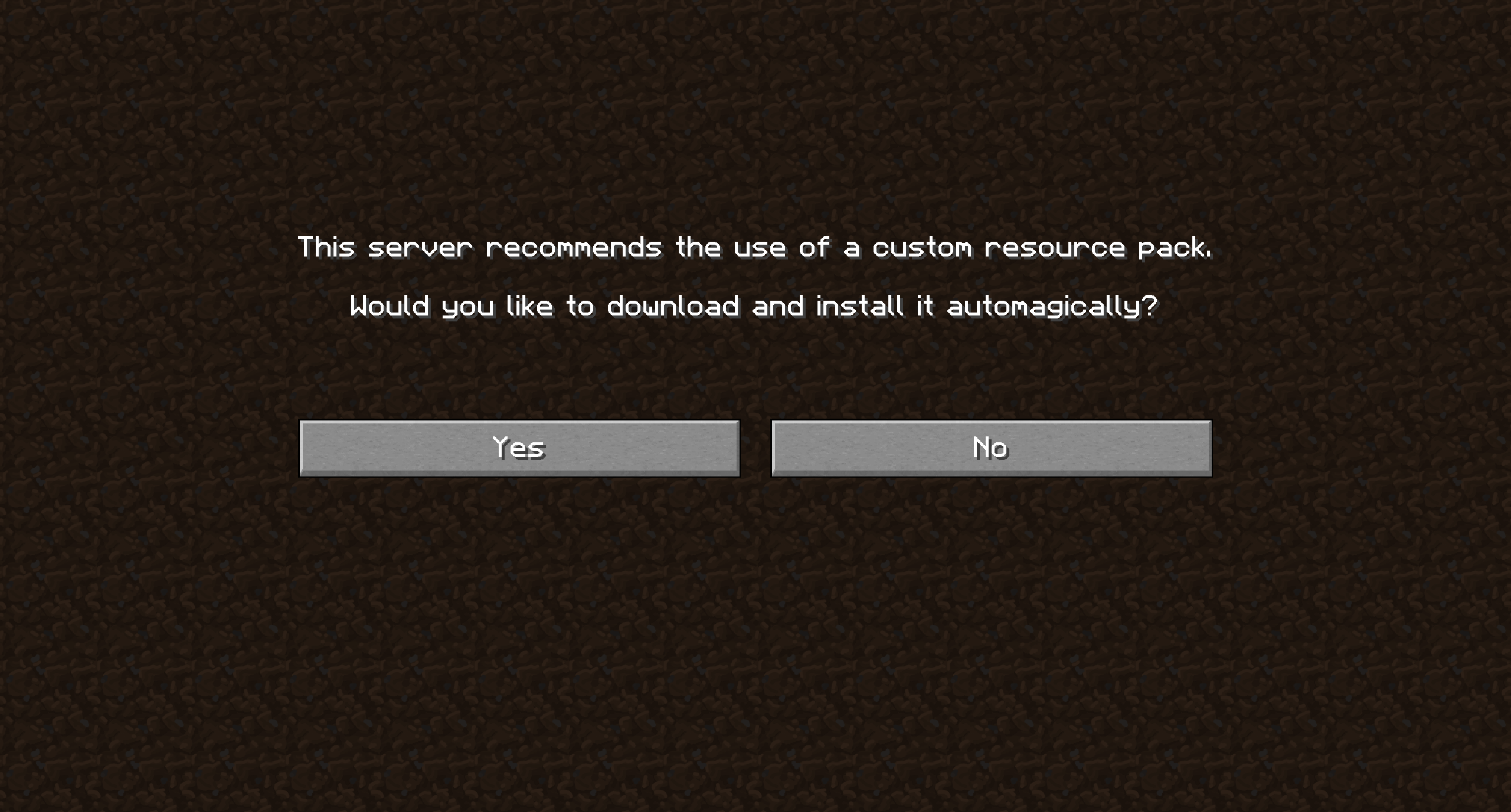 Resourcepack Meldung